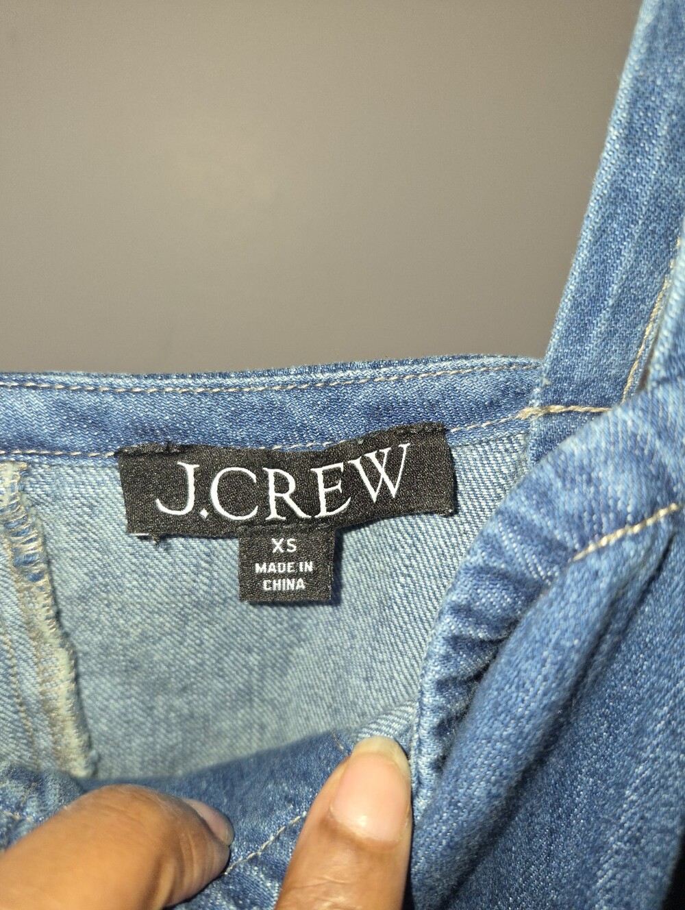 J.Crew Denim Mini Dress XS Blue 100% Cotton Button Front Chambray Shift Dress - Picture 5 of 6